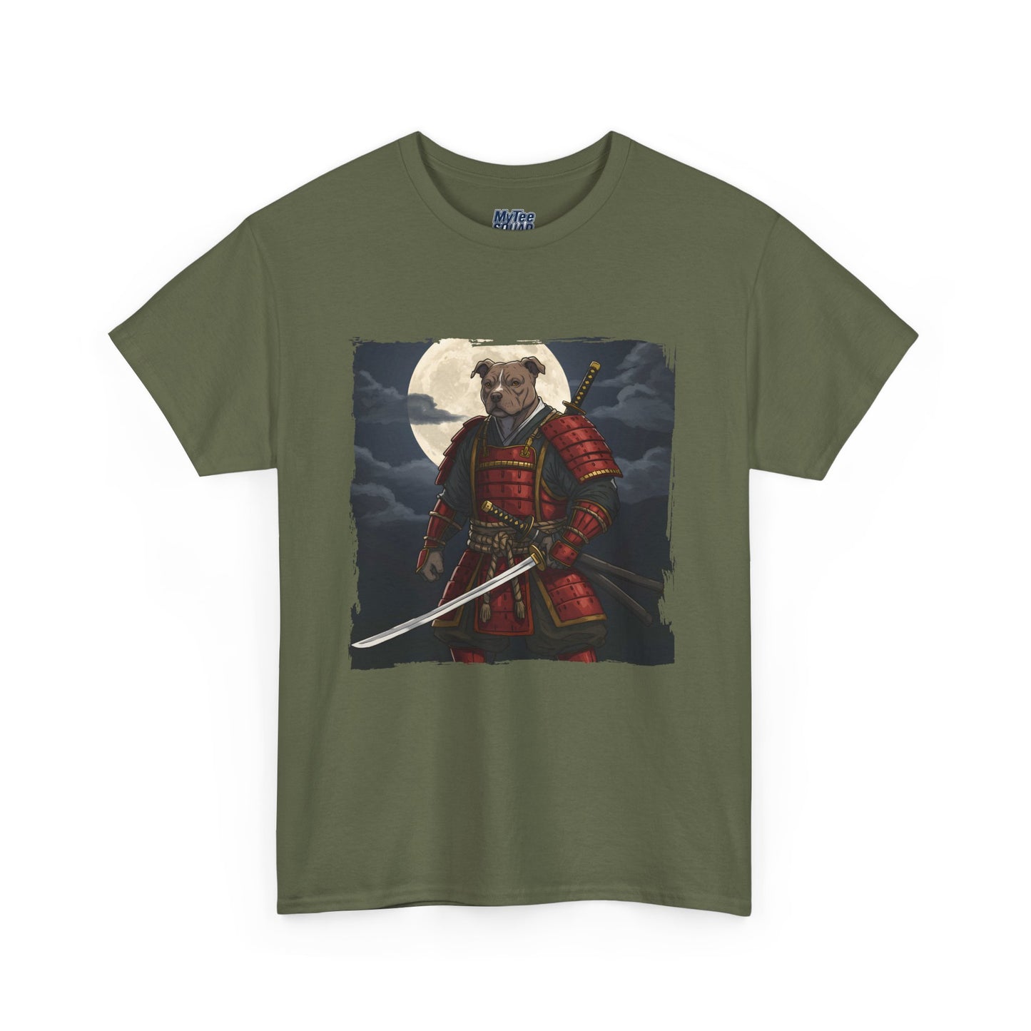 Pitbull Samurai Warrior Unisex Heavy T-Shirt,Tee | Graphic Tee For Anime Lovers