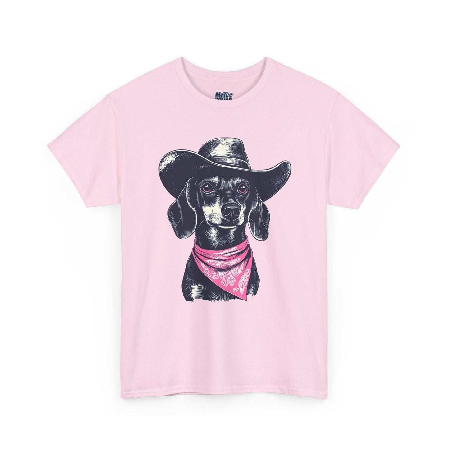 Dachshund Cowgirl Vibes T-Shirt – Pink Bandana Pup Shirt