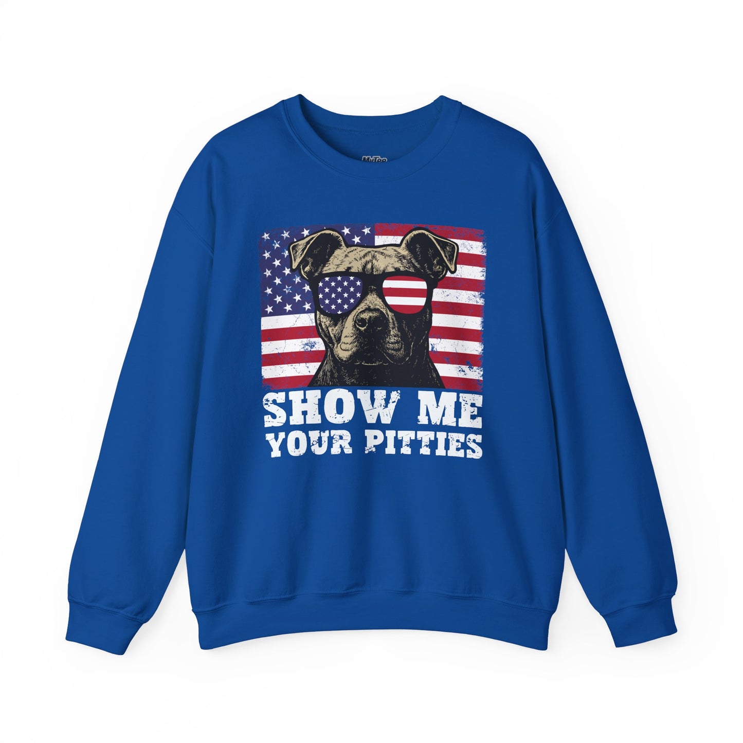 Show Me Your Pitties Patriotic Pitbull Sweatshirt – Funny USA Dog Lover Pullover