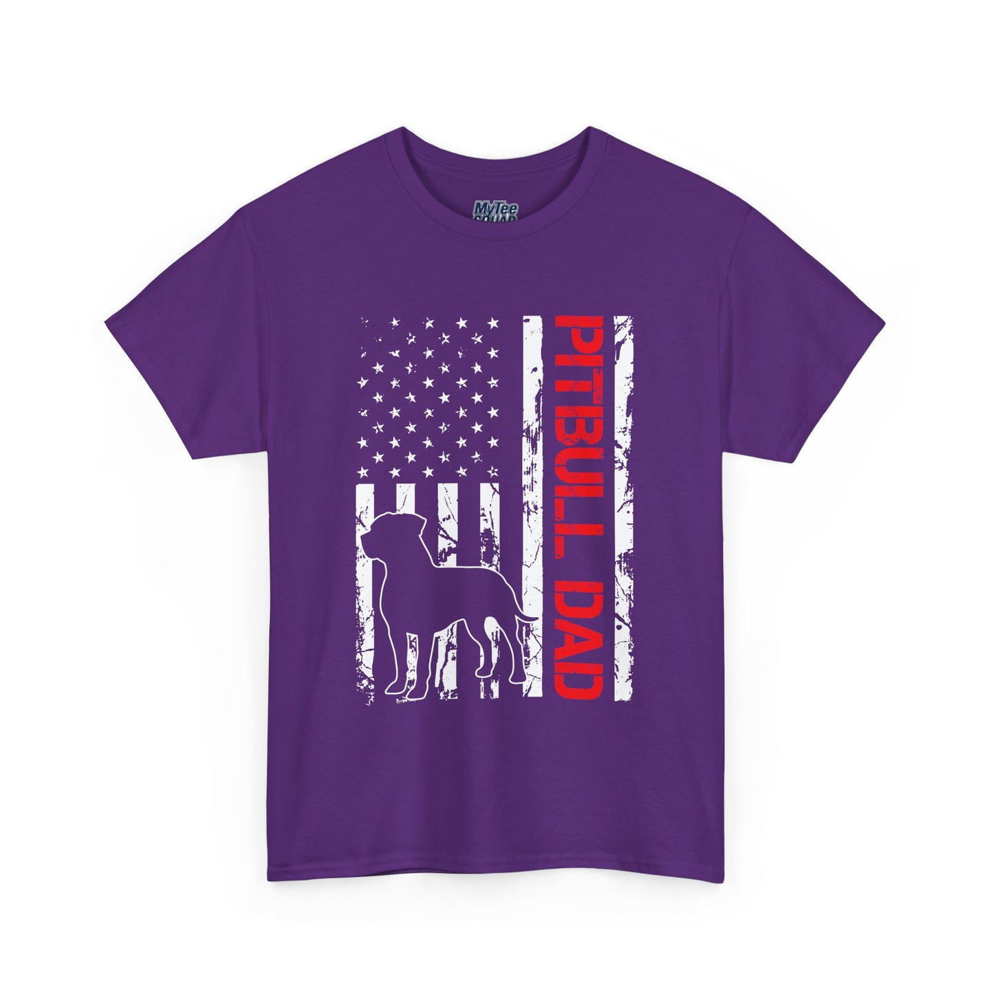 Patriotic Pitbull Dad Heavy Cotton T-Shirt | Father's Day Gift