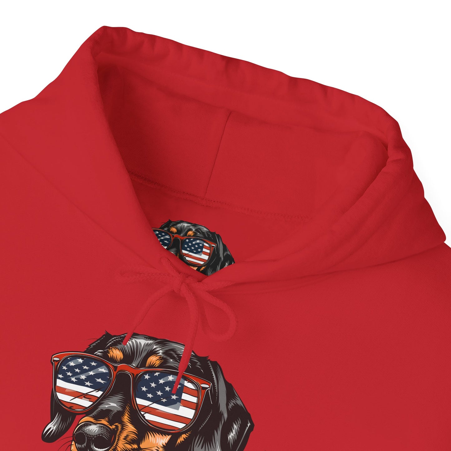 Patriotic Dachshund Dog Unisex Hoodie With Sunglasses