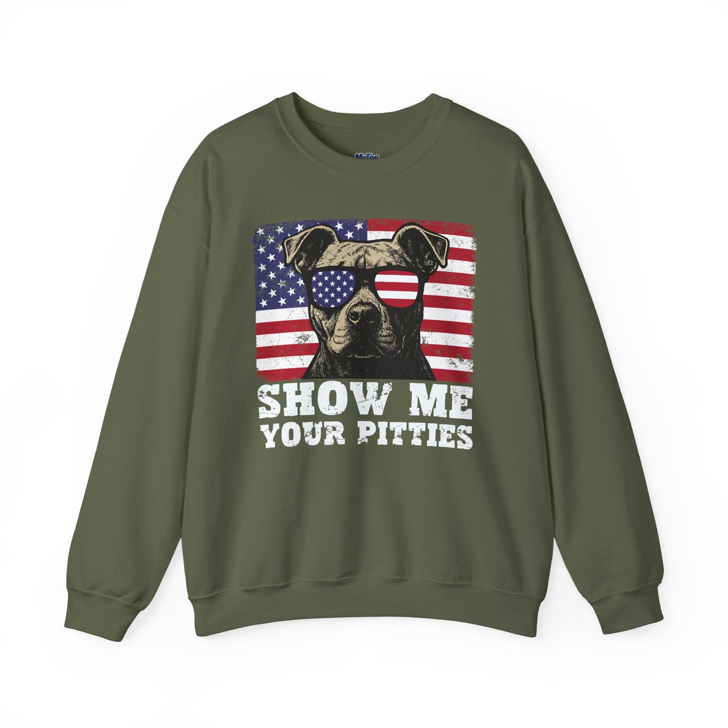Show Me Your Pitties Patriotic Pitbull Sweatshirt – Funny USA Dog Lover Pullover