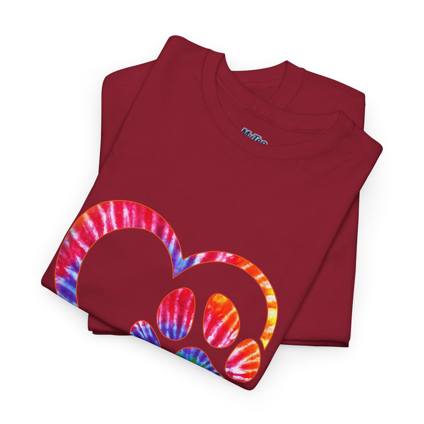 Paw Heart Rainbow Tie-Dye Dog Lover Cotton T-Shirt