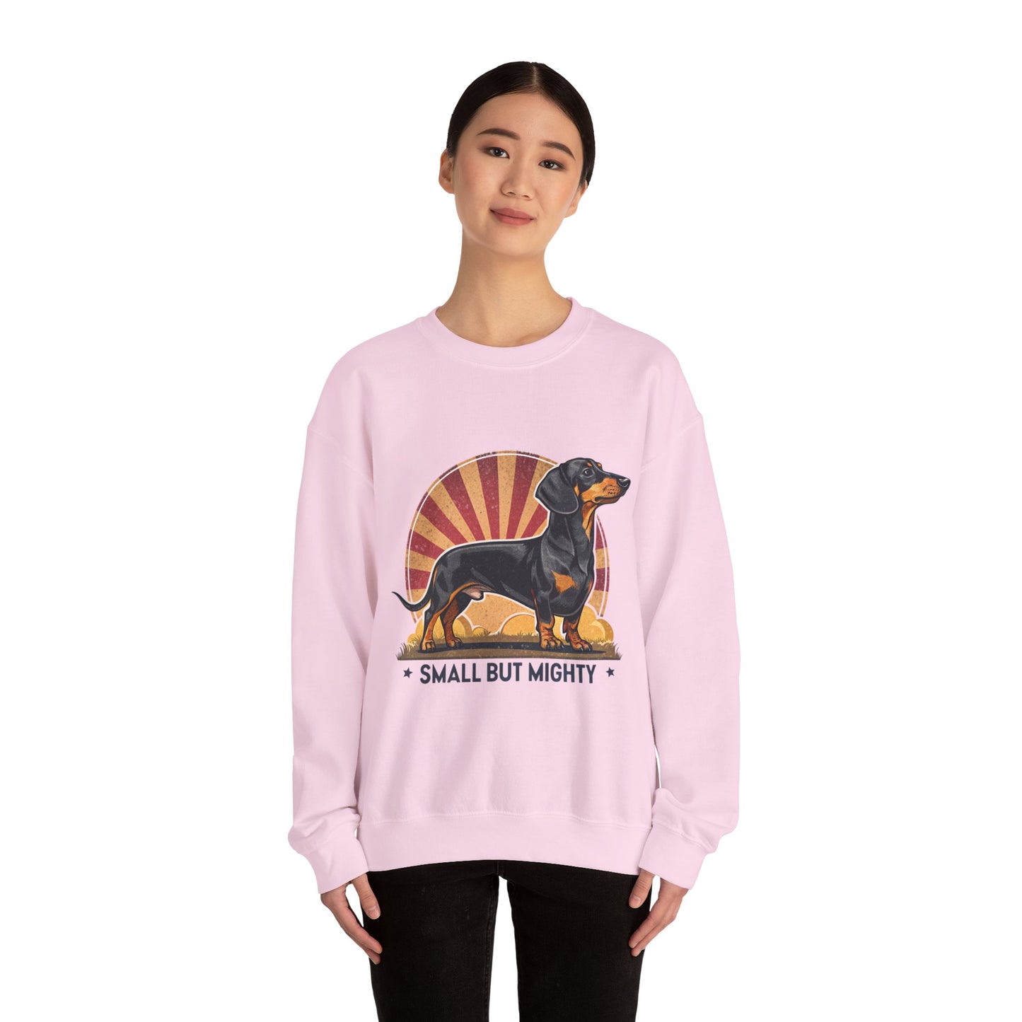 Dachshund Small But Mighty Sweatshirt – Fierce Pup Energy Pullover