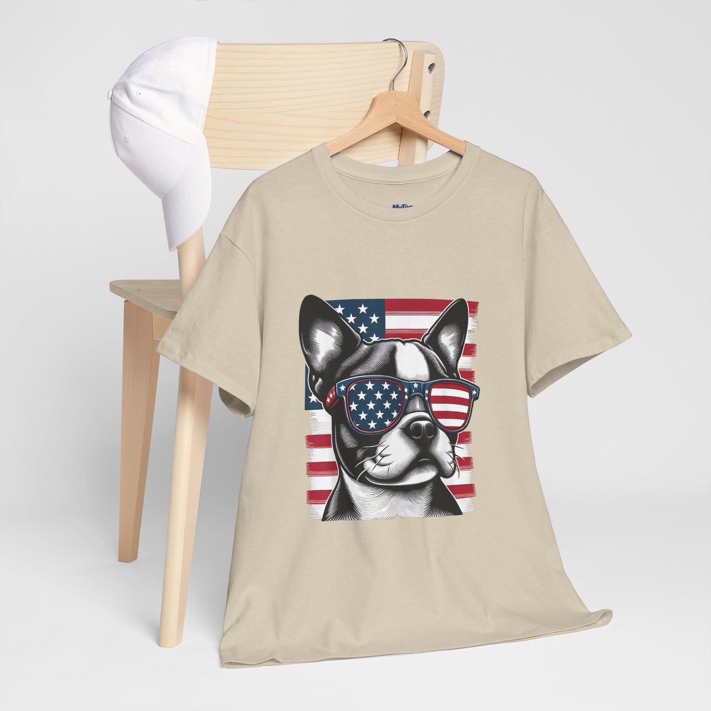 Patriotic Boston Terrier with Sunglasses Unisex T-Shirt