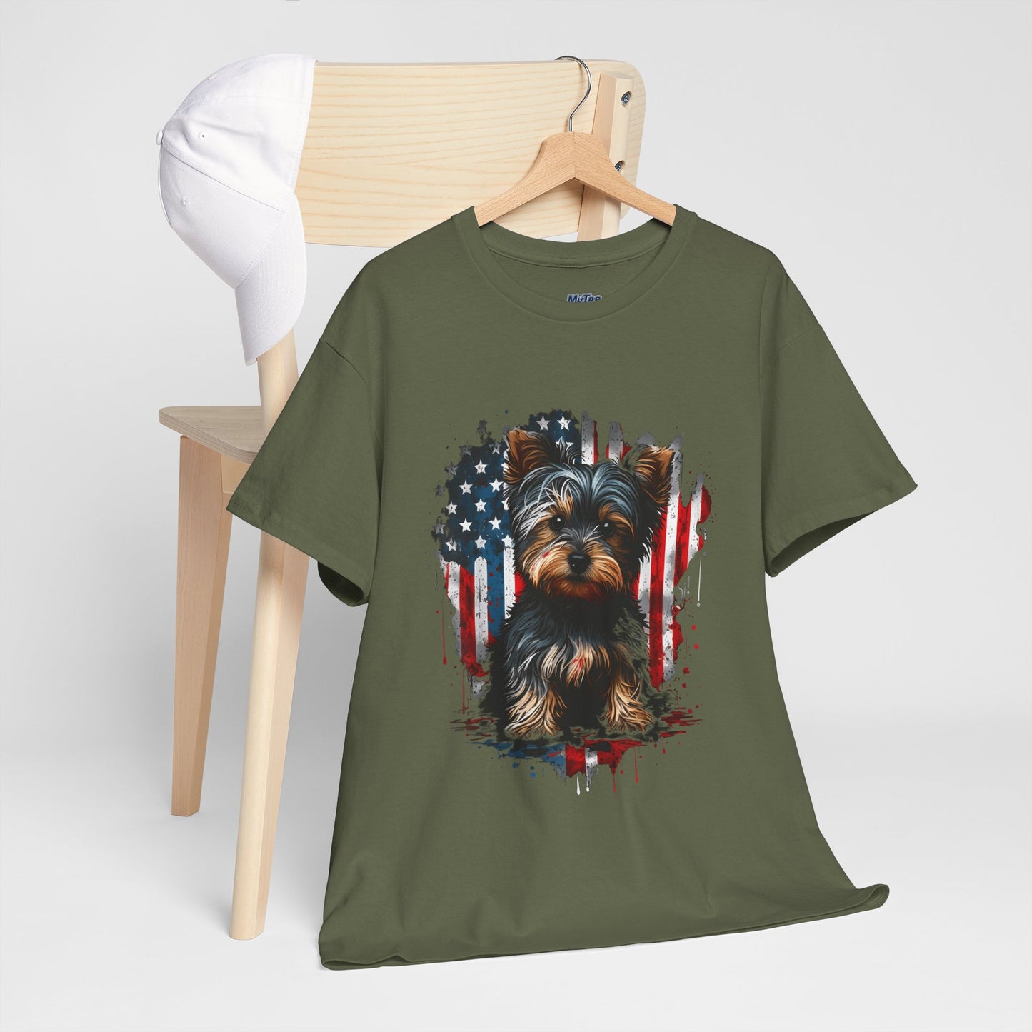 Patriotic American Yorkshire Terrier With sunglasses Unisex T-Shirt