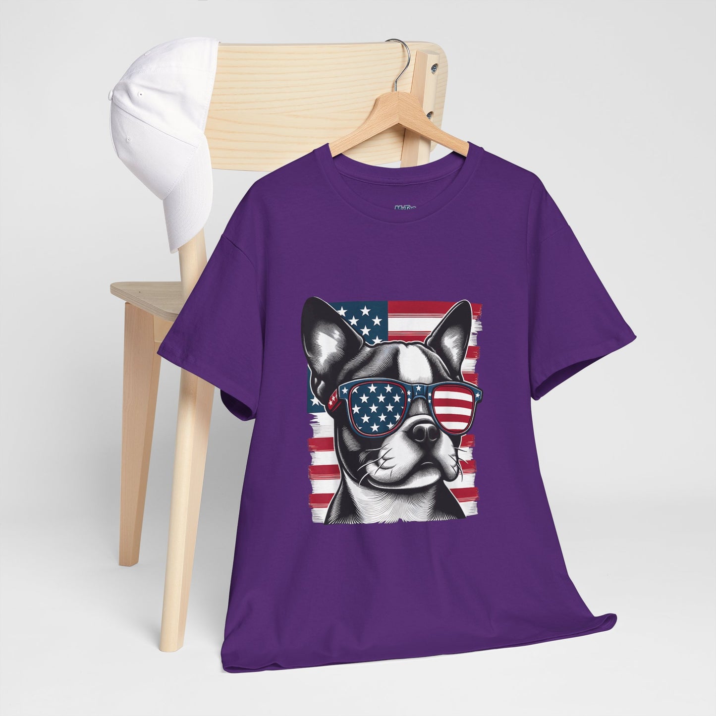 Patriotic Boston Terrier with Sunglasses Unisex T-Shirt