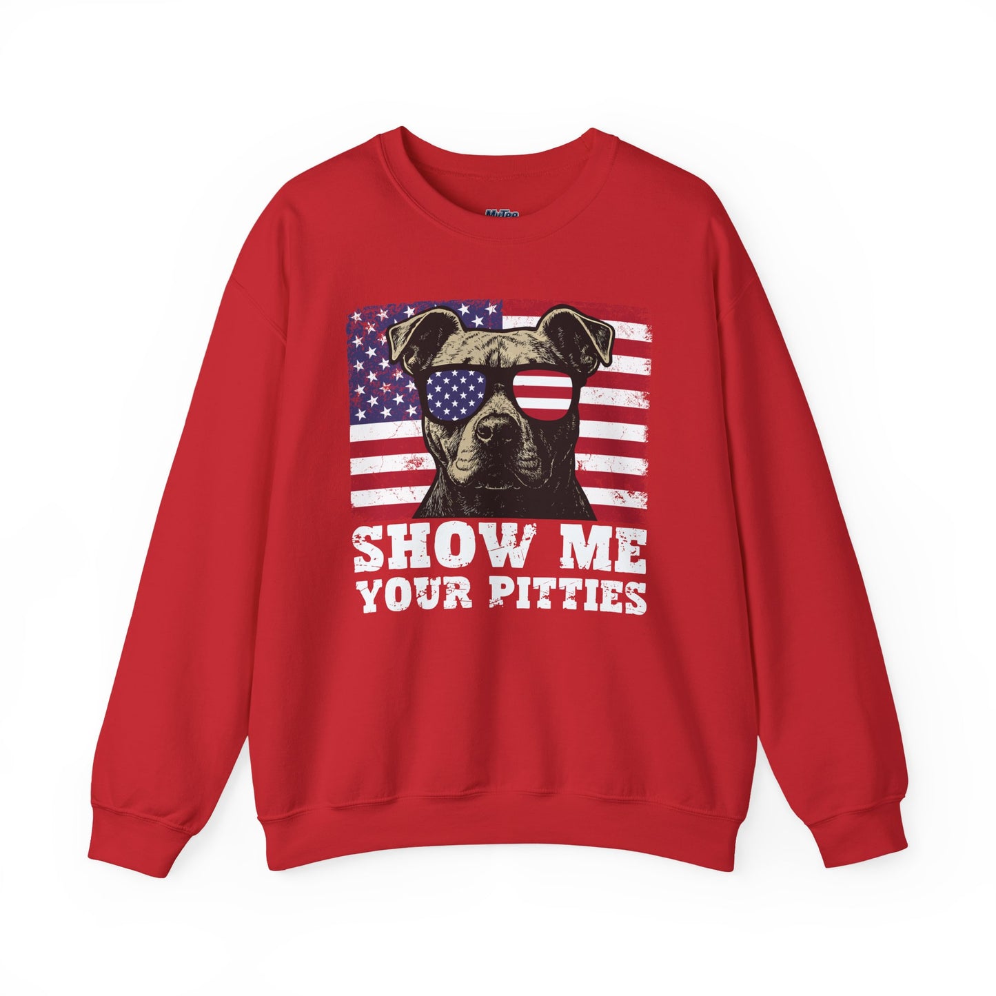 Show Me Your Pitties Patriotic Pitbull Sweatshirt – Funny USA Dog Lover Pullover