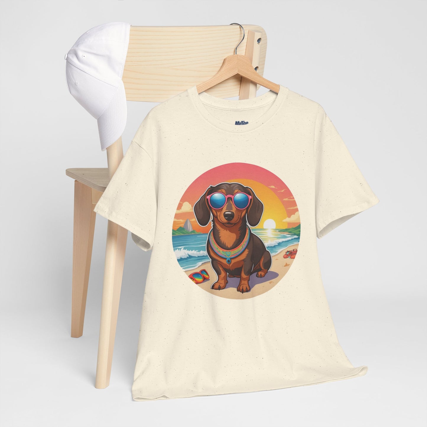 Dachshund Summer Style T-Shirt – Sunglasses & Sand Pup Design