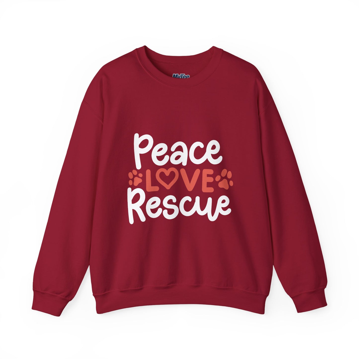 Peace Love Rescue Crewneck Sweatshirt | Pullover for Animal Lovers