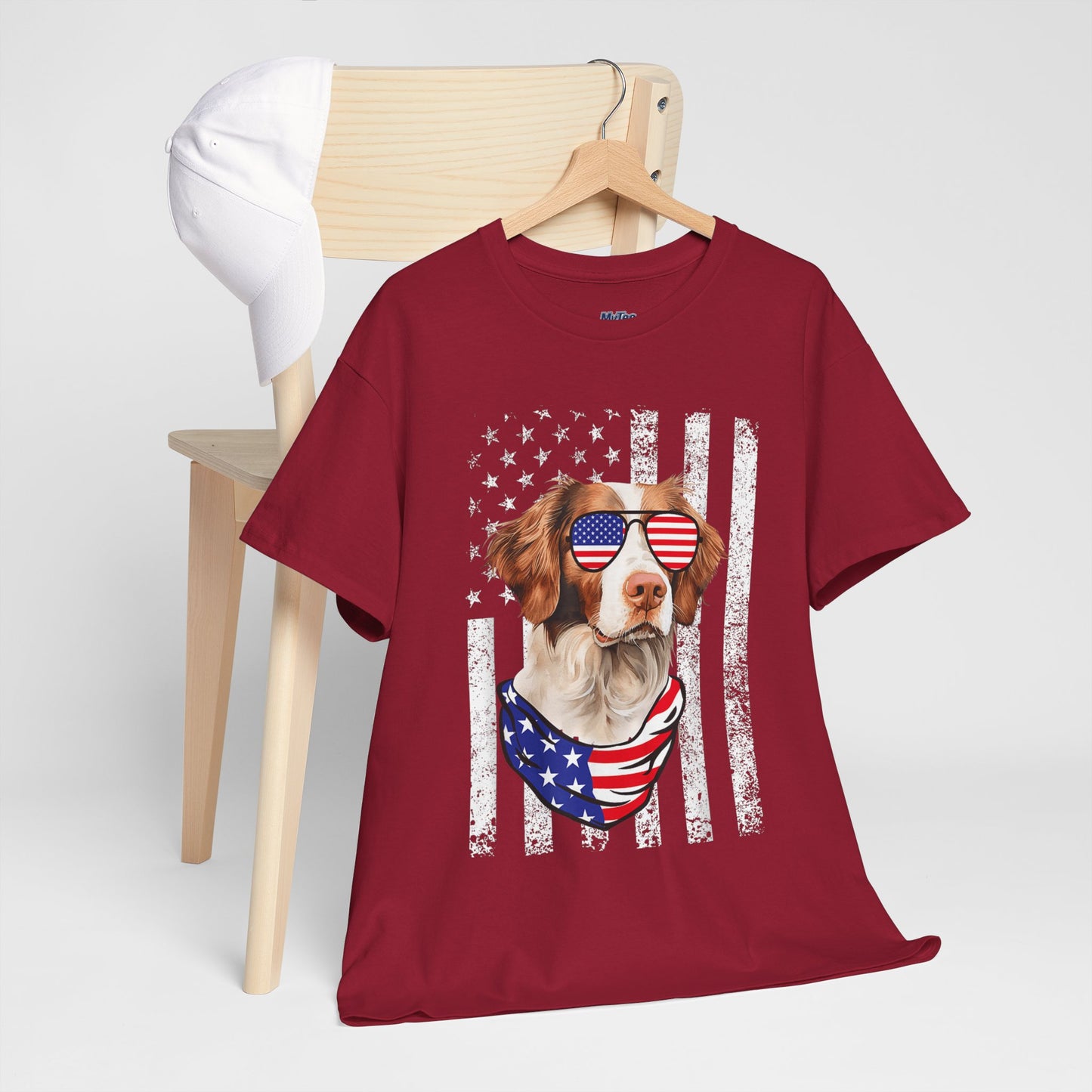 Patriotic Brittany Spaniel with Sunglasses Unisex T-Shirt