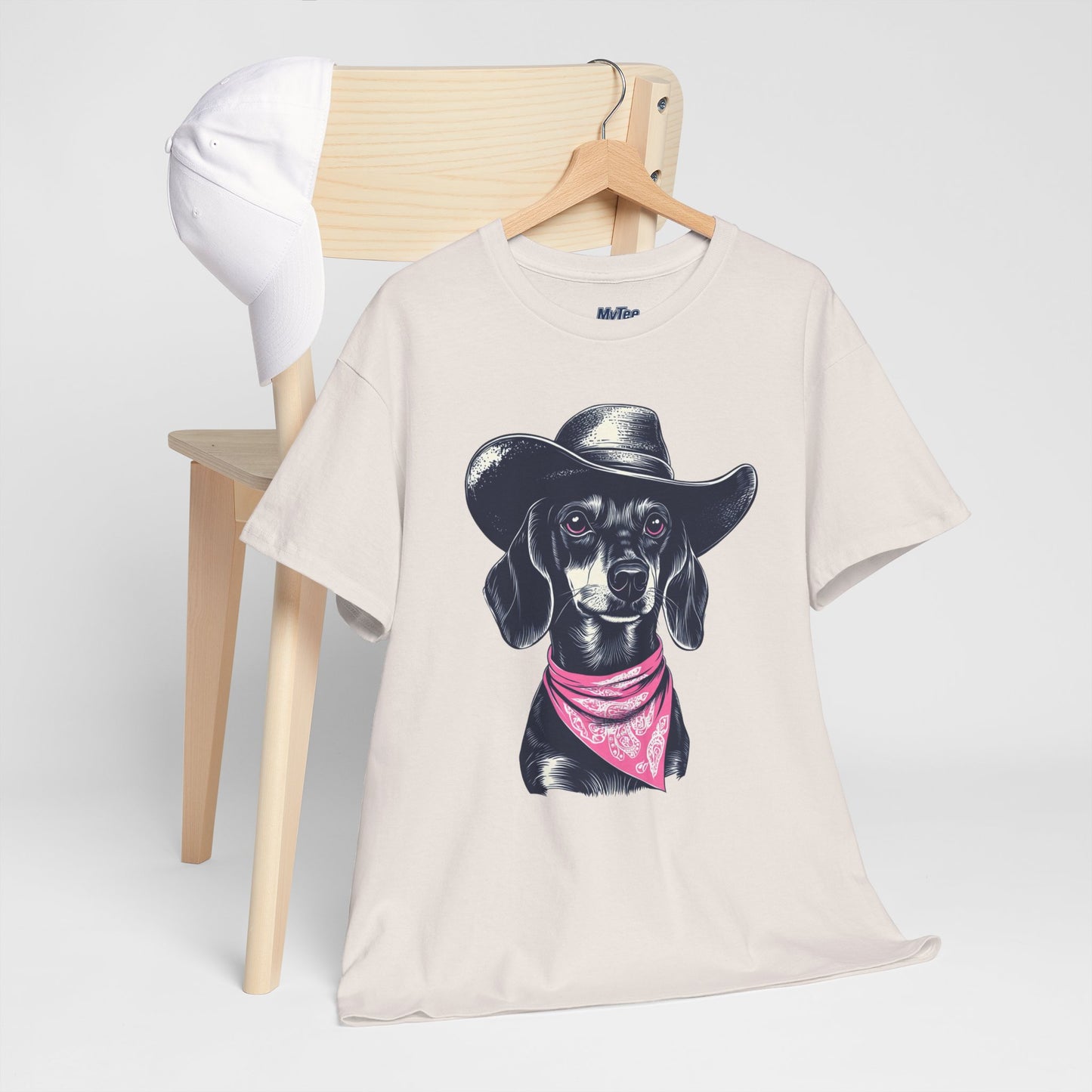 Dachshund Cowgirl Vibes T-Shirt – Pink Bandana Pup Shirt