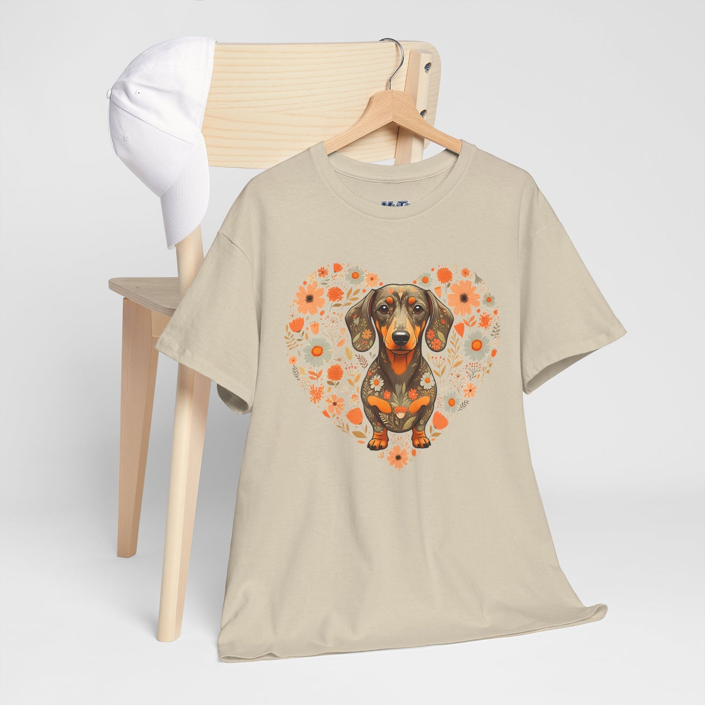 Dachshund Love Unisex T-Shirt – Adorable Floral Heart Dog Tee