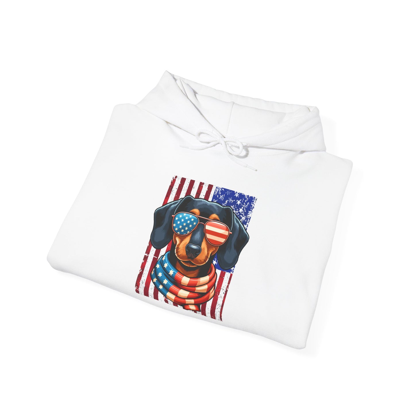 Patriotic Dachshund Dog Flag Shades Unisex Hoodie
