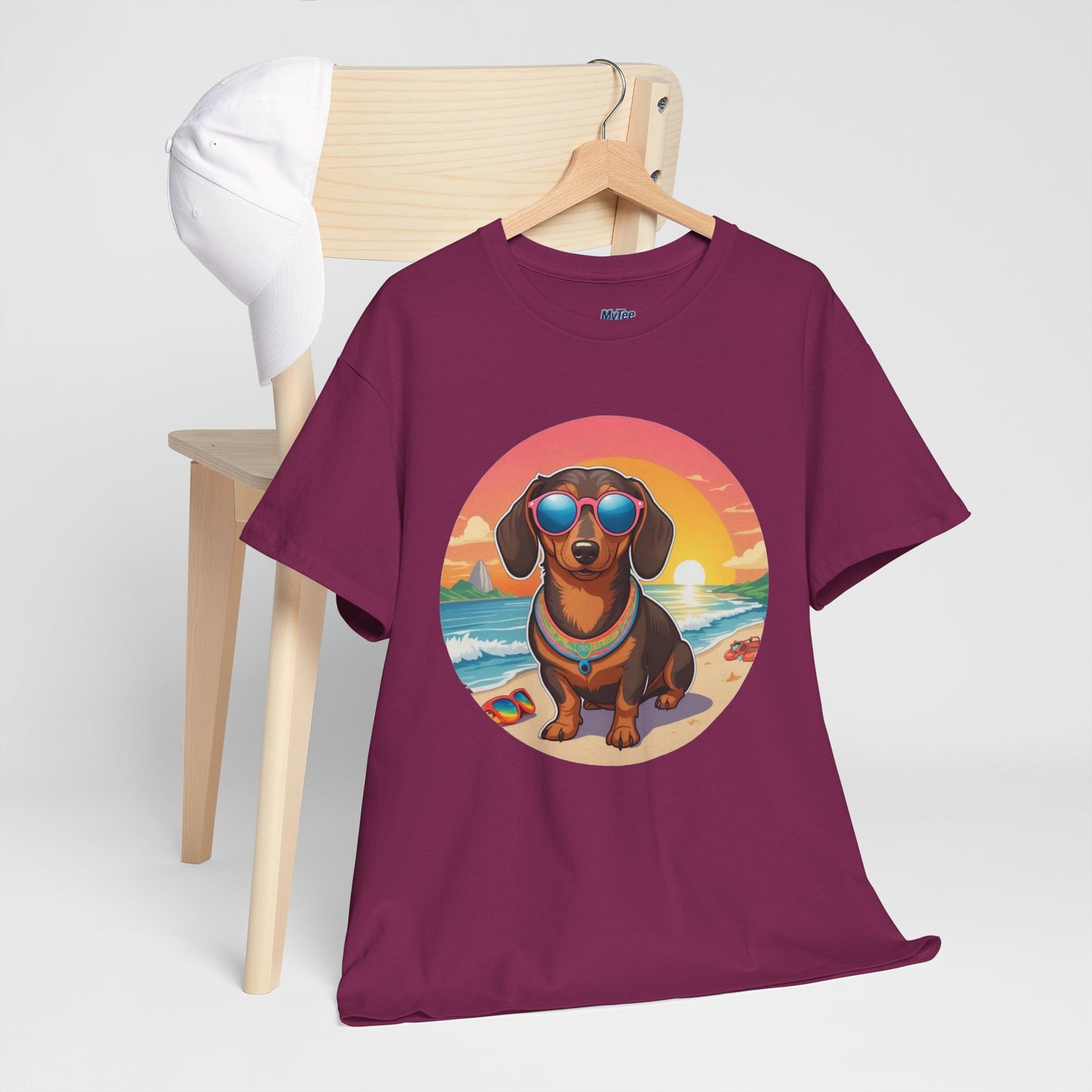 Dachshund Summer Style T-Shirt – Sunglasses & Sand Pup Design