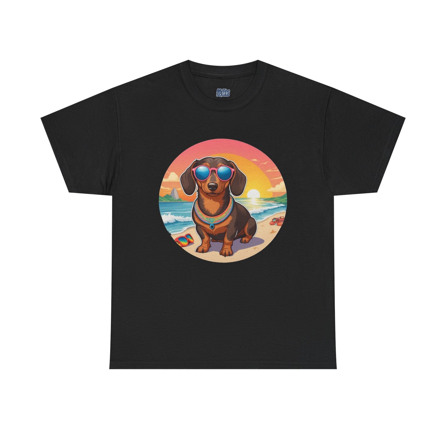 Dachshund Summer Style T-Shirt – Sunglasses & Sand Pup Design