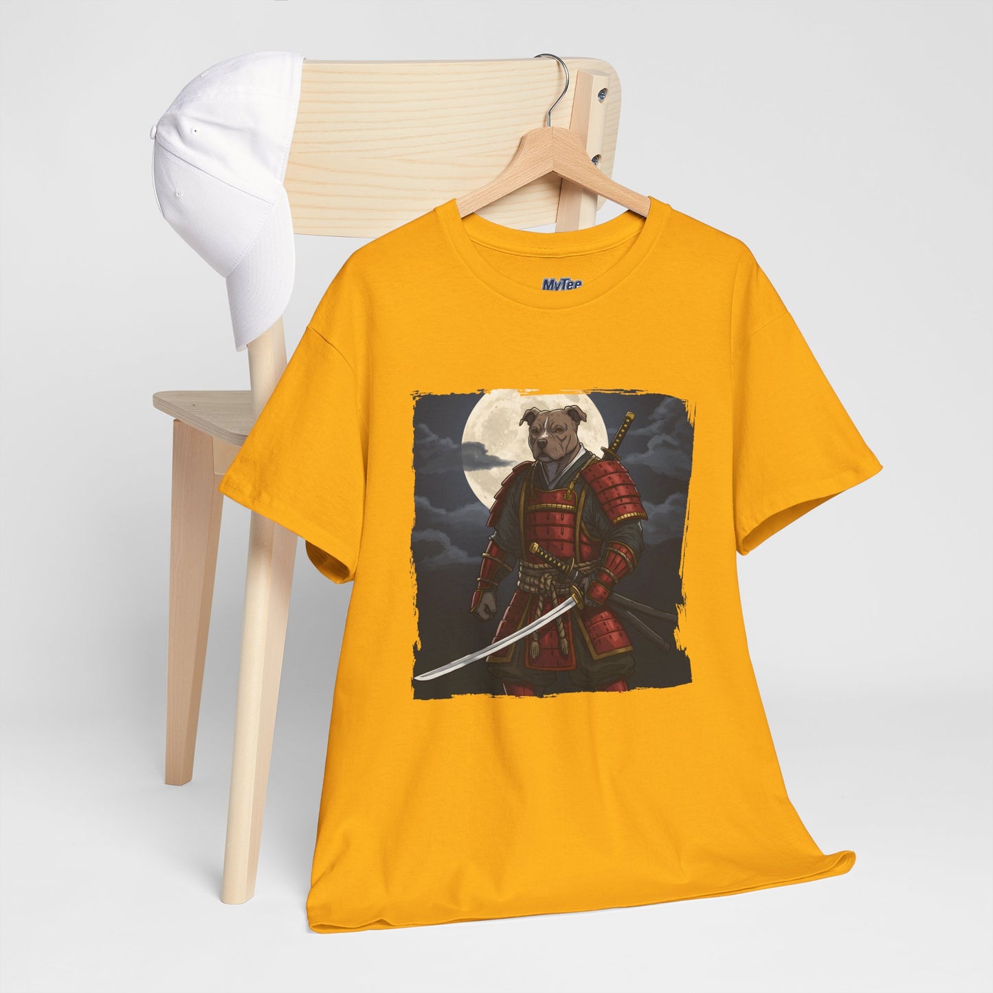 Pitbull Samurai Warrior Unisex Heavy T-Shirt,Tee | Graphic Tee For Anime Lovers