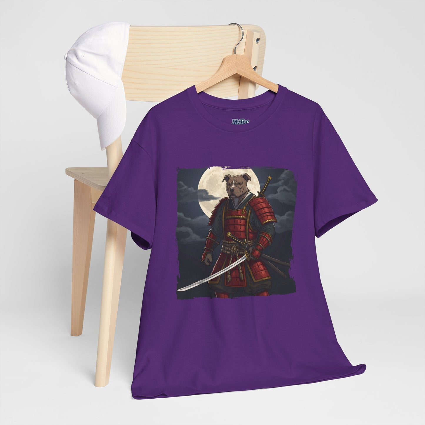 Pitbull Samurai Warrior Unisex Heavy T-Shirt,Tee | Graphic Tee For Anime Lovers