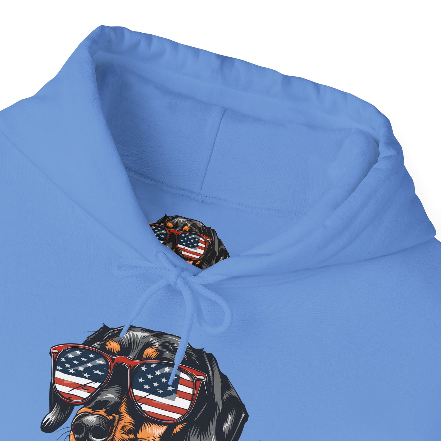 Patriotic Dachshund Dog Unisex Hoodie With Sunglasses