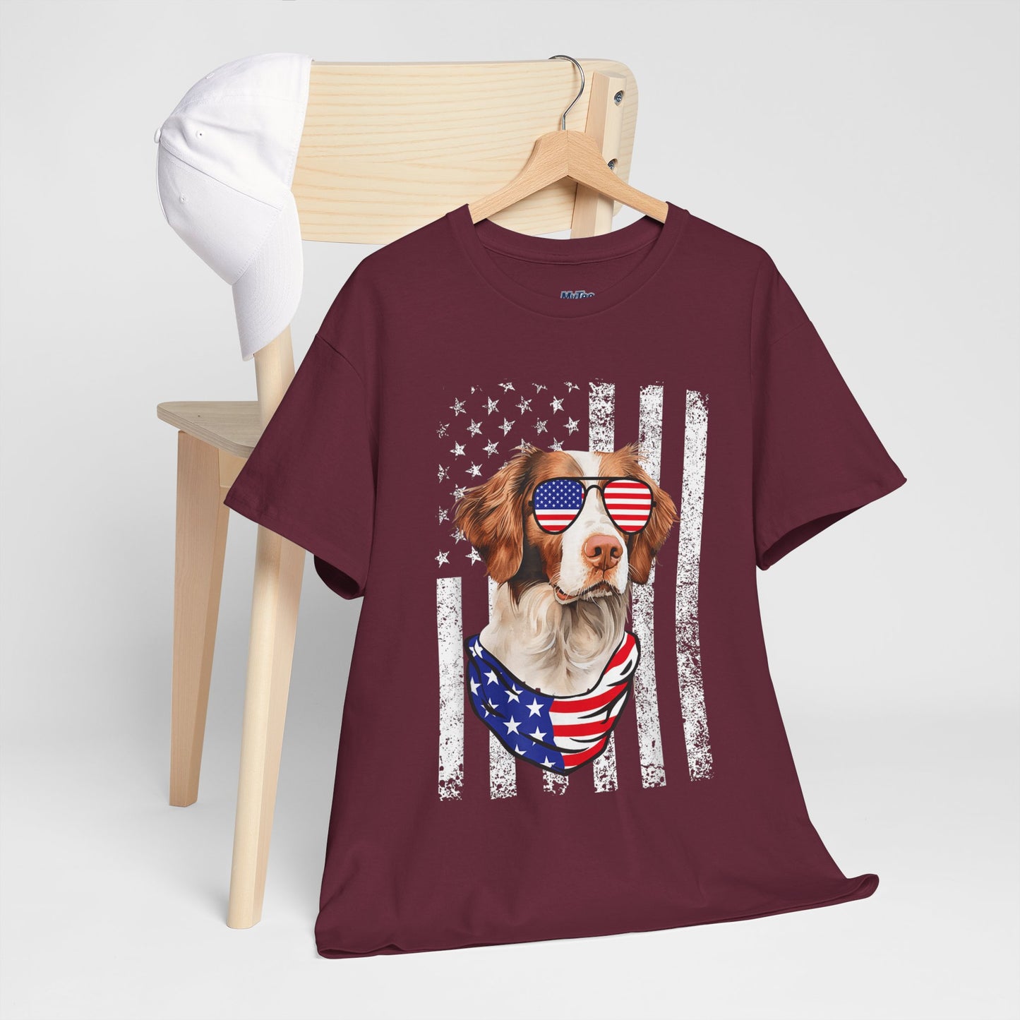 Patriotic Brittany Spaniel with Sunglasses Unisex T-Shirt