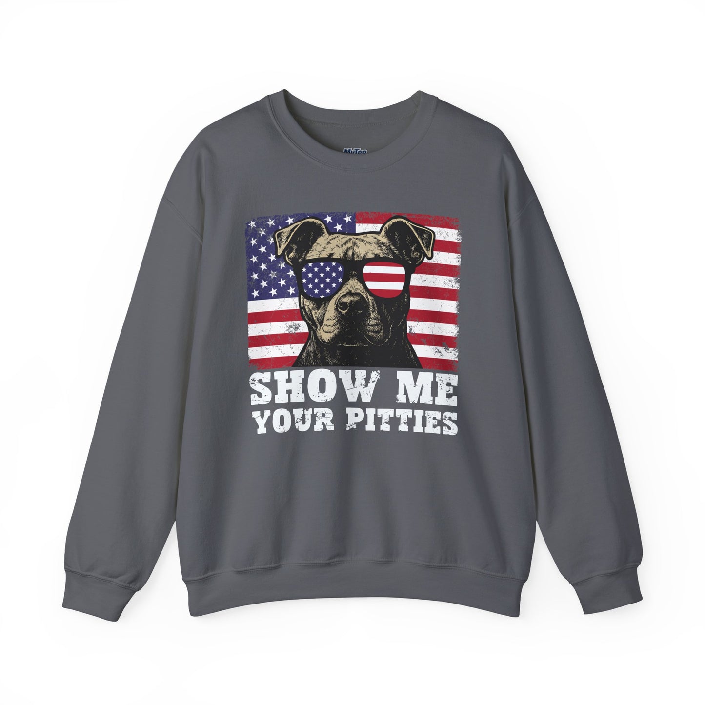 Show Me Your Pitties Patriotic Pitbull Sweatshirt – Funny USA Dog Lover Pullover