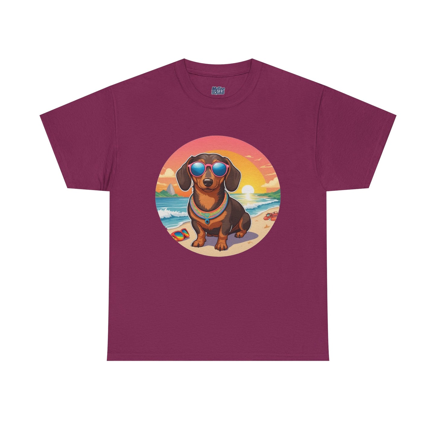 Dachshund Summer Style T-Shirt – Sunglasses & Sand Pup Design