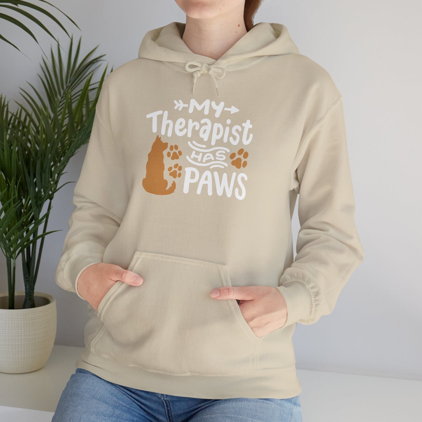 My Therapist Has Paws Pet Lover Hoodie | Animal Therapy Gift