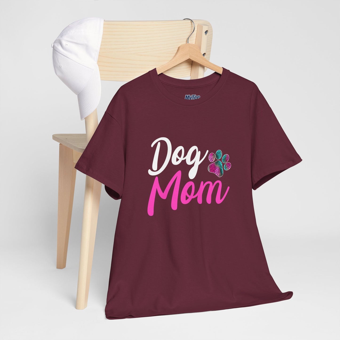 Dog Mom with a Colorful Paw Cotton T-Shirt