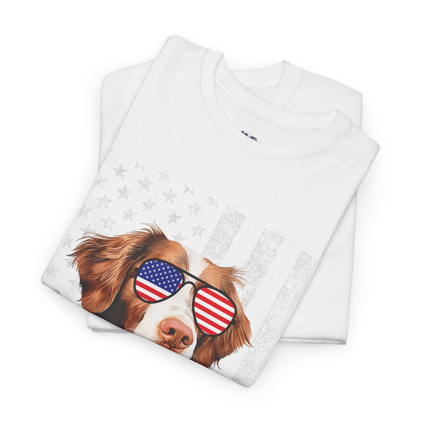 Patriotic Brittany Spaniel with Sunglasses Unisex T-Shirt