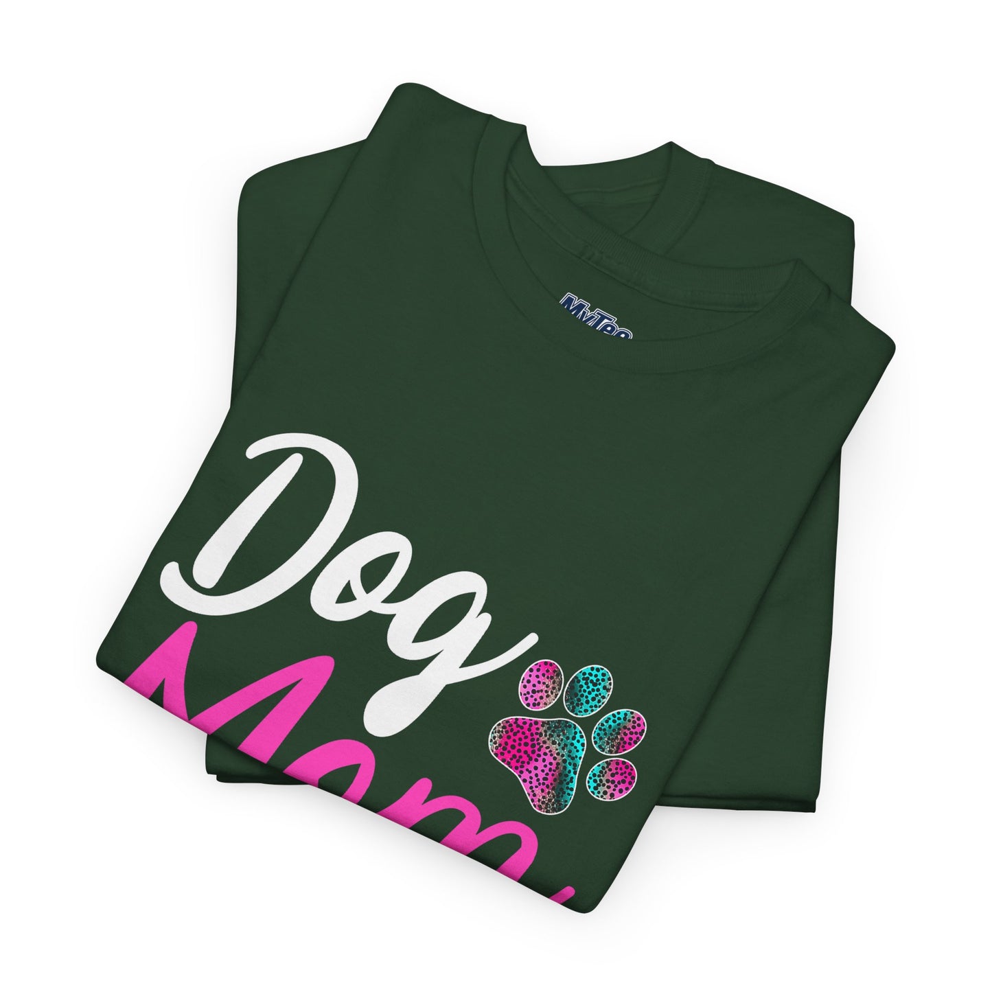 Dog Mom with a Colorful Paw Cotton T-Shirt