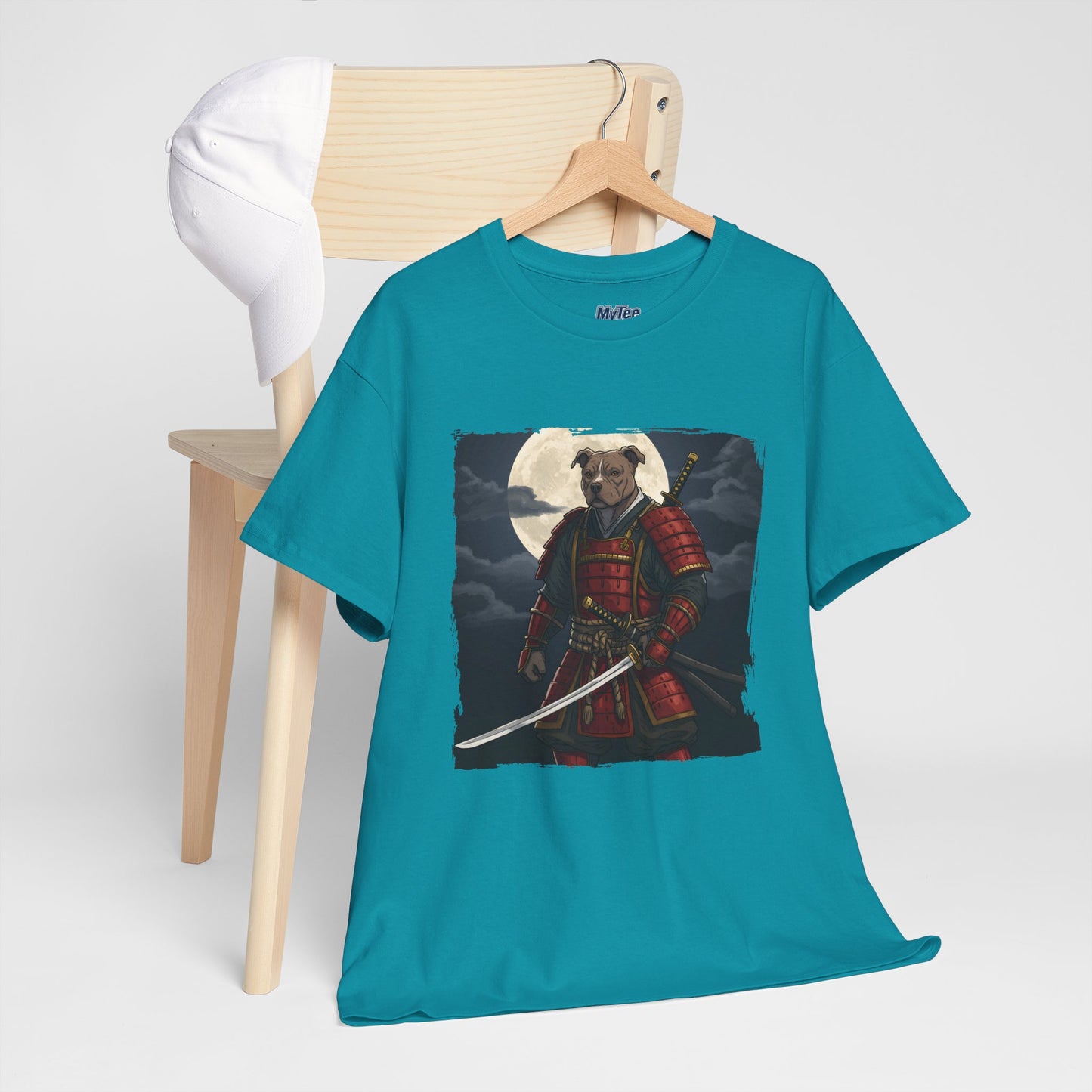 Pitbull Samurai Warrior Unisex Heavy T-Shirt,Tee | Graphic Tee For Anime Lovers