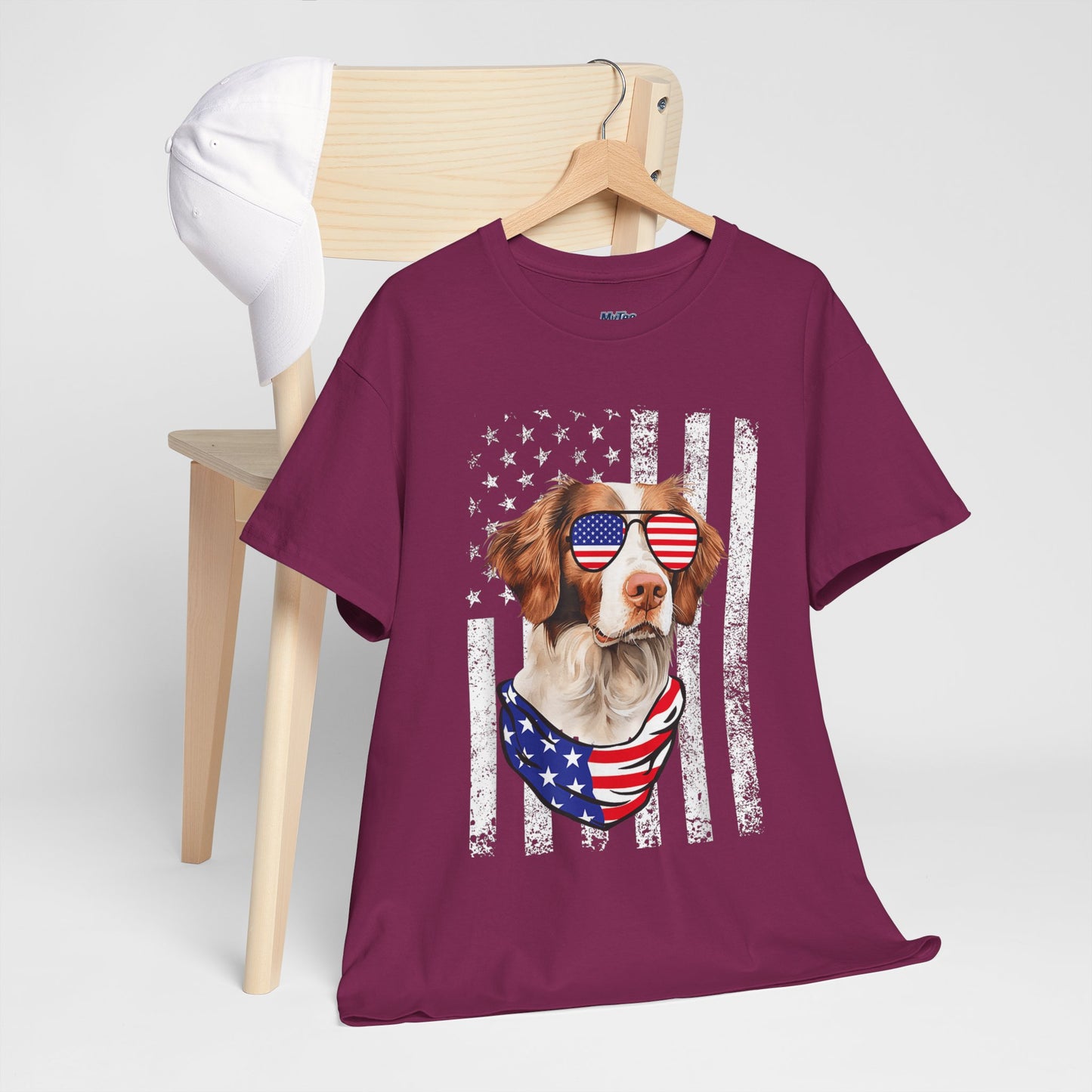 Patriotic Brittany Spaniel with Sunglasses Unisex T-Shirt