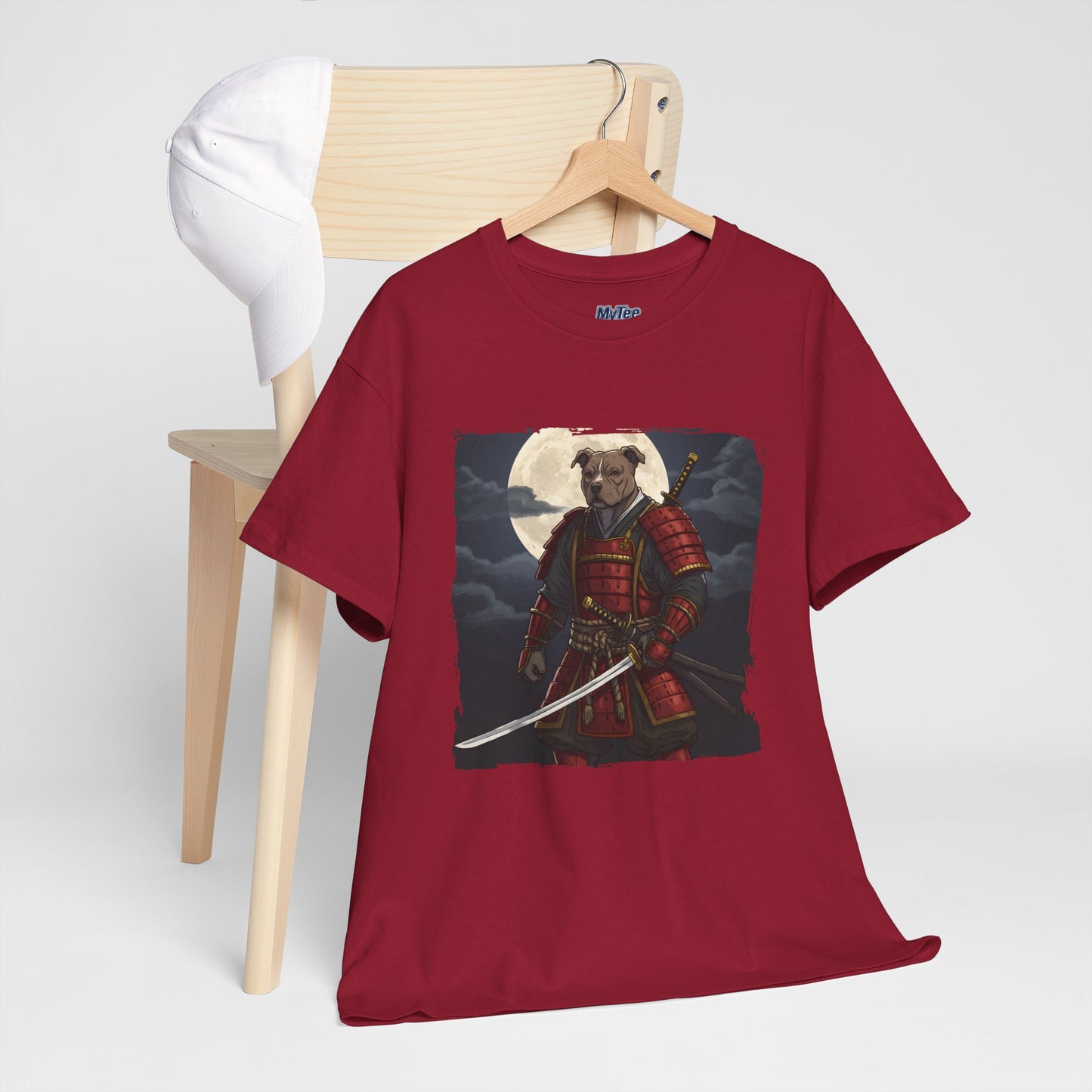 Pitbull Samurai Warrior Unisex Heavy T-Shirt,Tee | Graphic Tee For Anime Lovers
