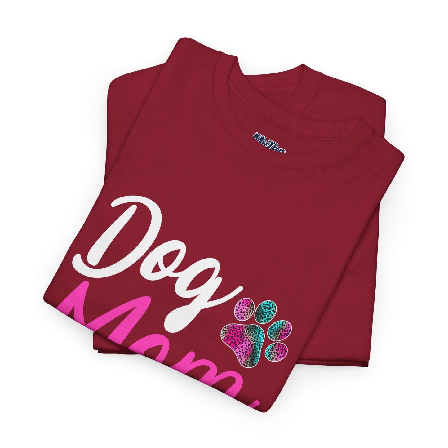 Dog Mom with a Colorful Paw Cotton T-Shirt