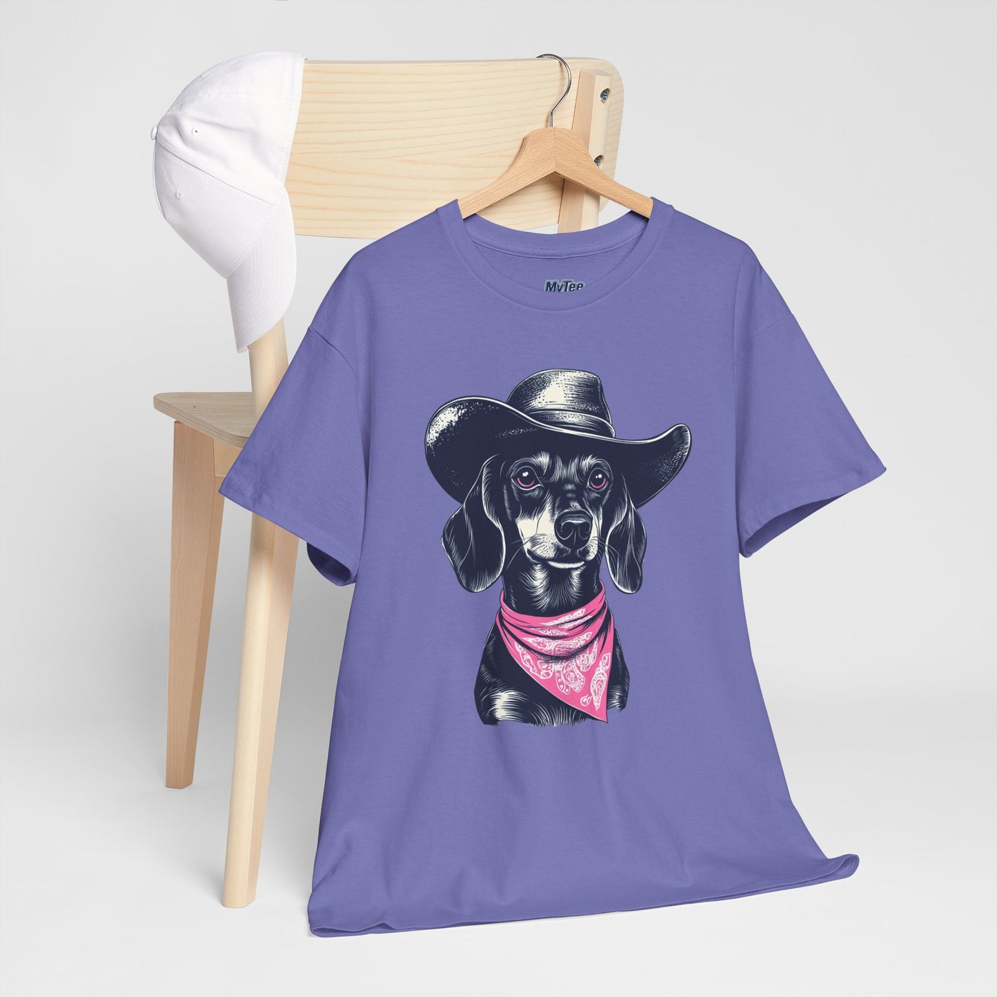 Dachshund Cowgirl Vibes T-Shirt – Pink Bandana Pup Shirt