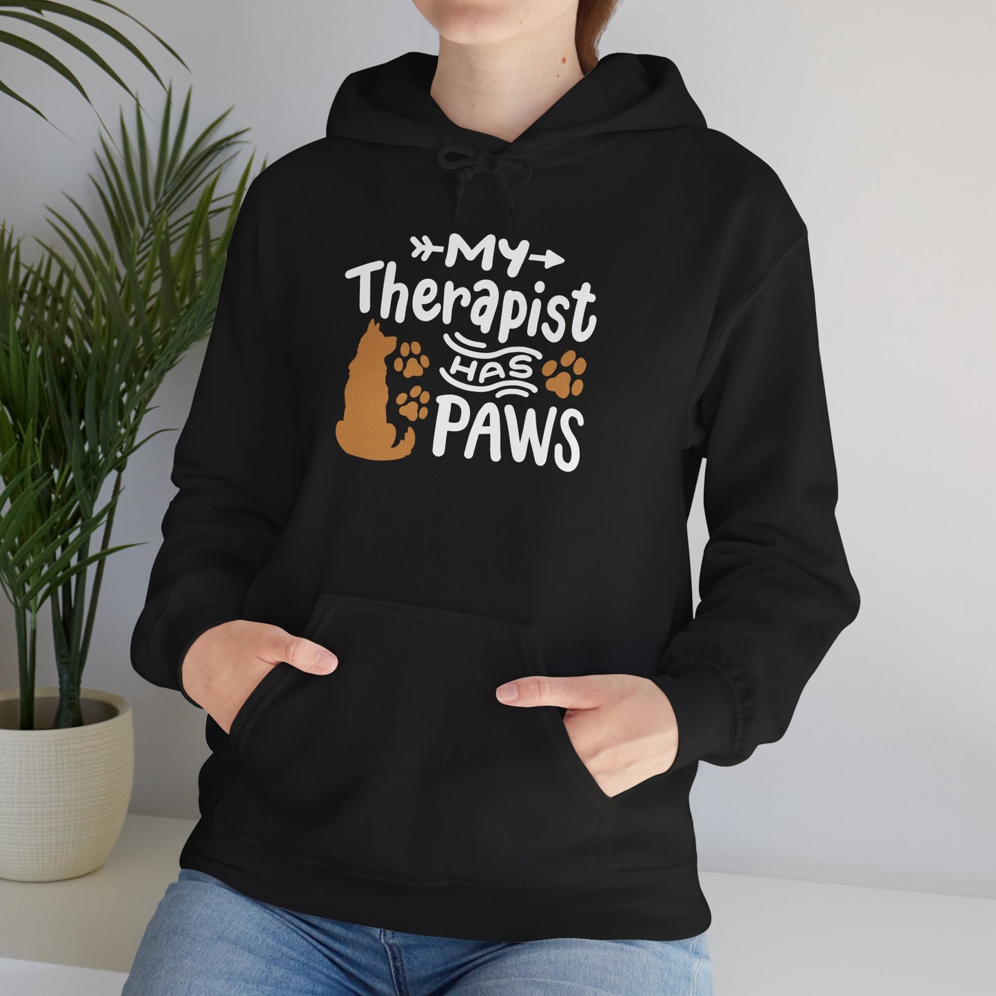 My Therapist Has Paws Pet Lover Hoodie | Animal Therapy Gift
