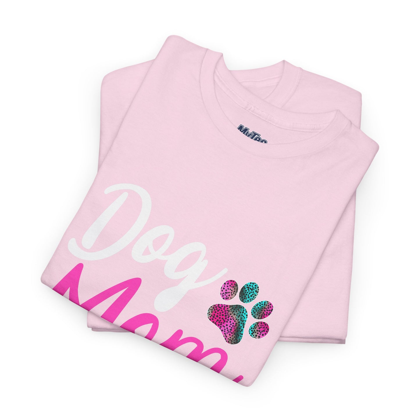 Dog Mom with a Colorful Paw Cotton T-Shirt