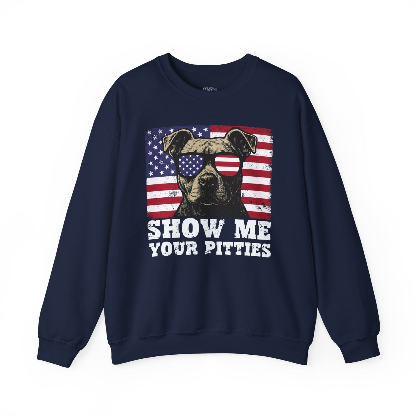 Show Me Your Pitties Patriotic Pitbull Sweatshirt – Funny USA Dog Lover Pullover
