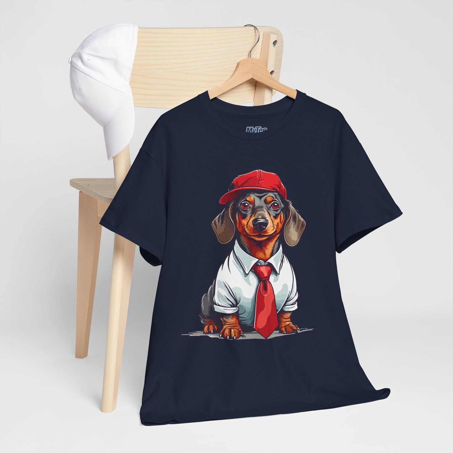 Dachshund Boss Unisex T-Shirt – Cool Pup in Cap & Tie