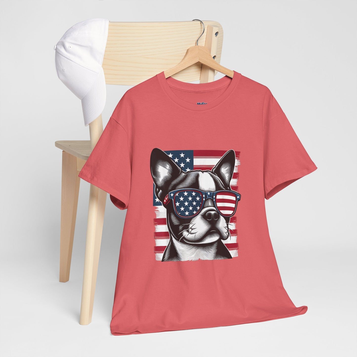 Patriotic Boston Terrier with Sunglasses Unisex T-Shirt