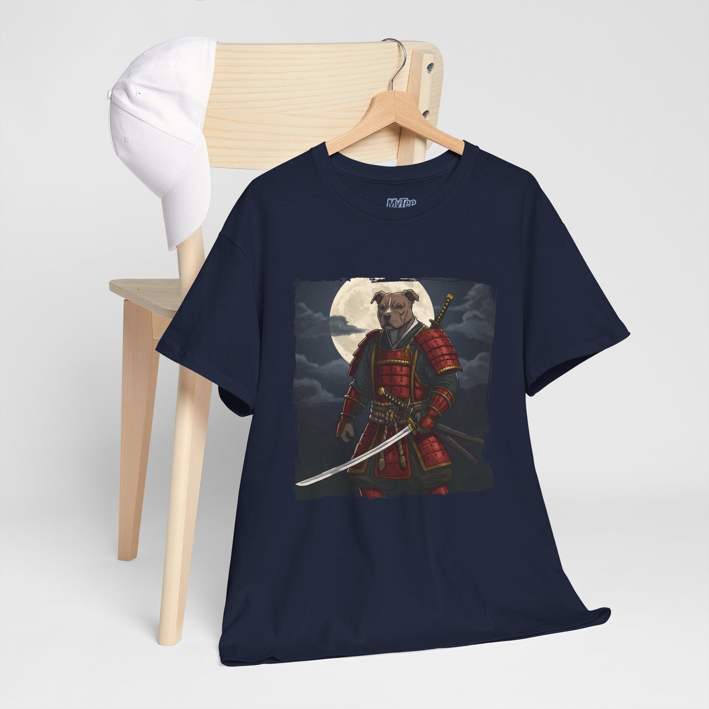 Pitbull Samurai Warrior Unisex Heavy T-Shirt,Tee | Graphic Tee For Anime Lovers