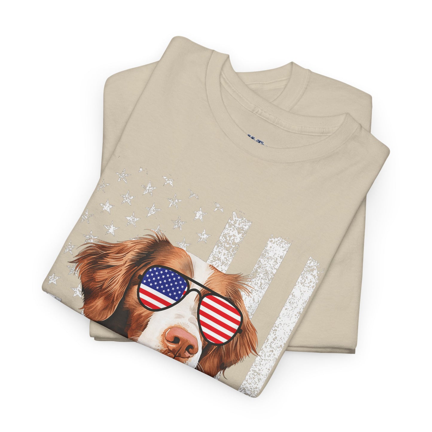 Patriotic Brittany Spaniel with Sunglasses Unisex T-Shirt
