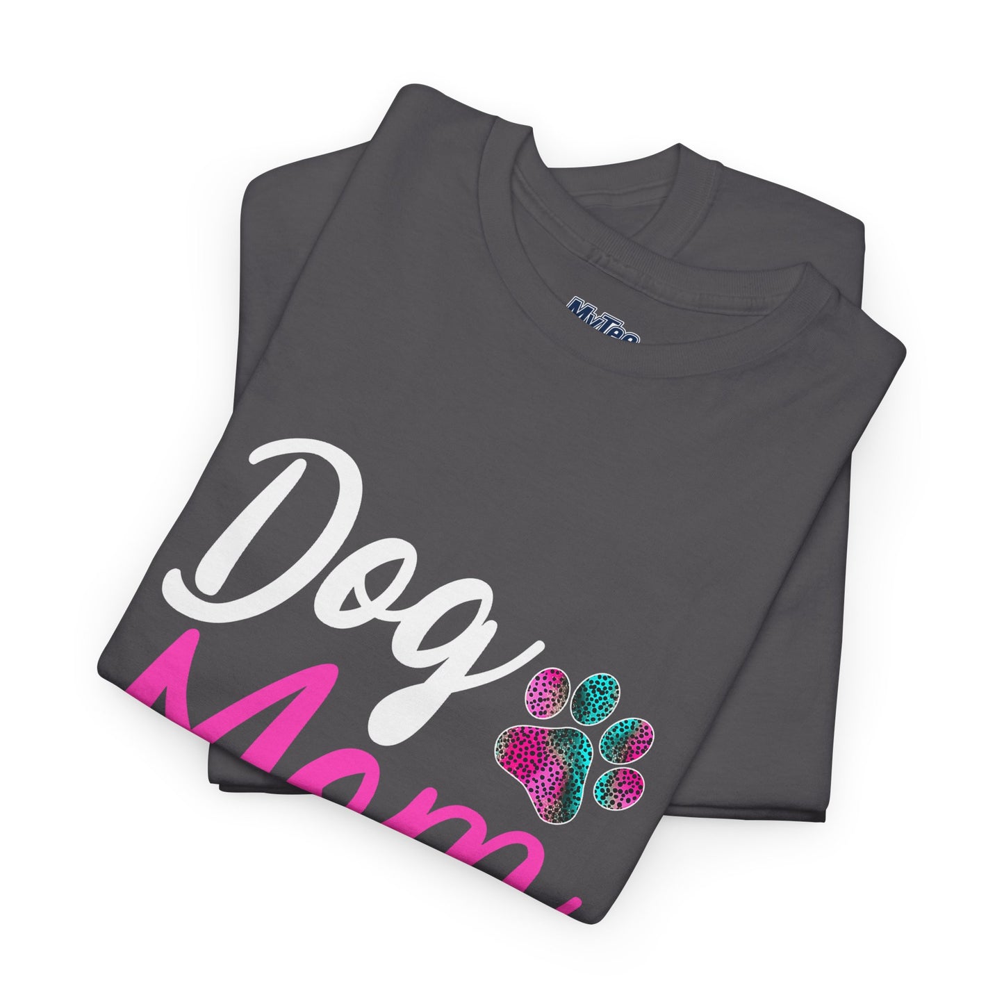 Dog Mom with a Colorful Paw Cotton T-Shirt