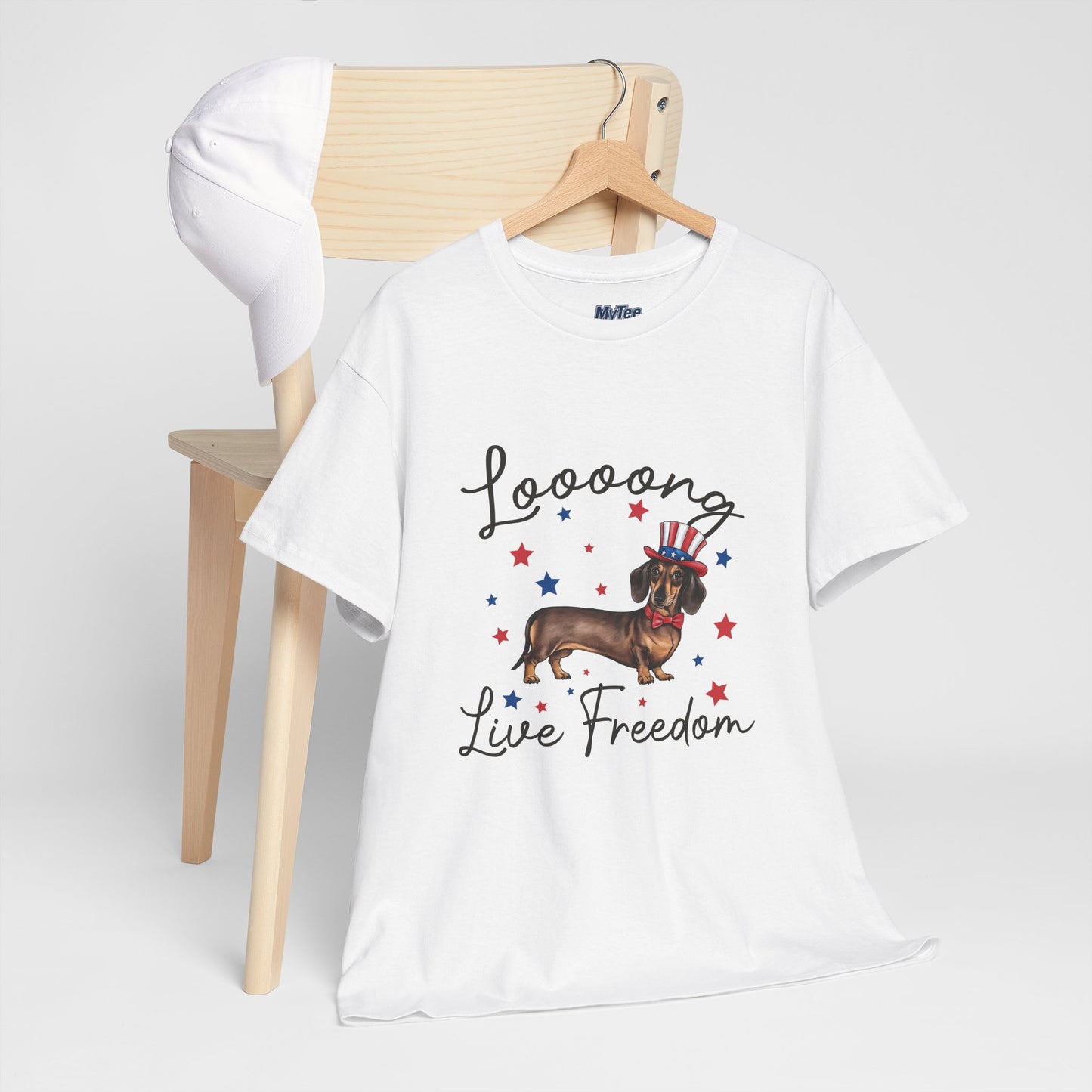Patriotic Dachshund Loooong Live Freedom Unisex T-Shirt