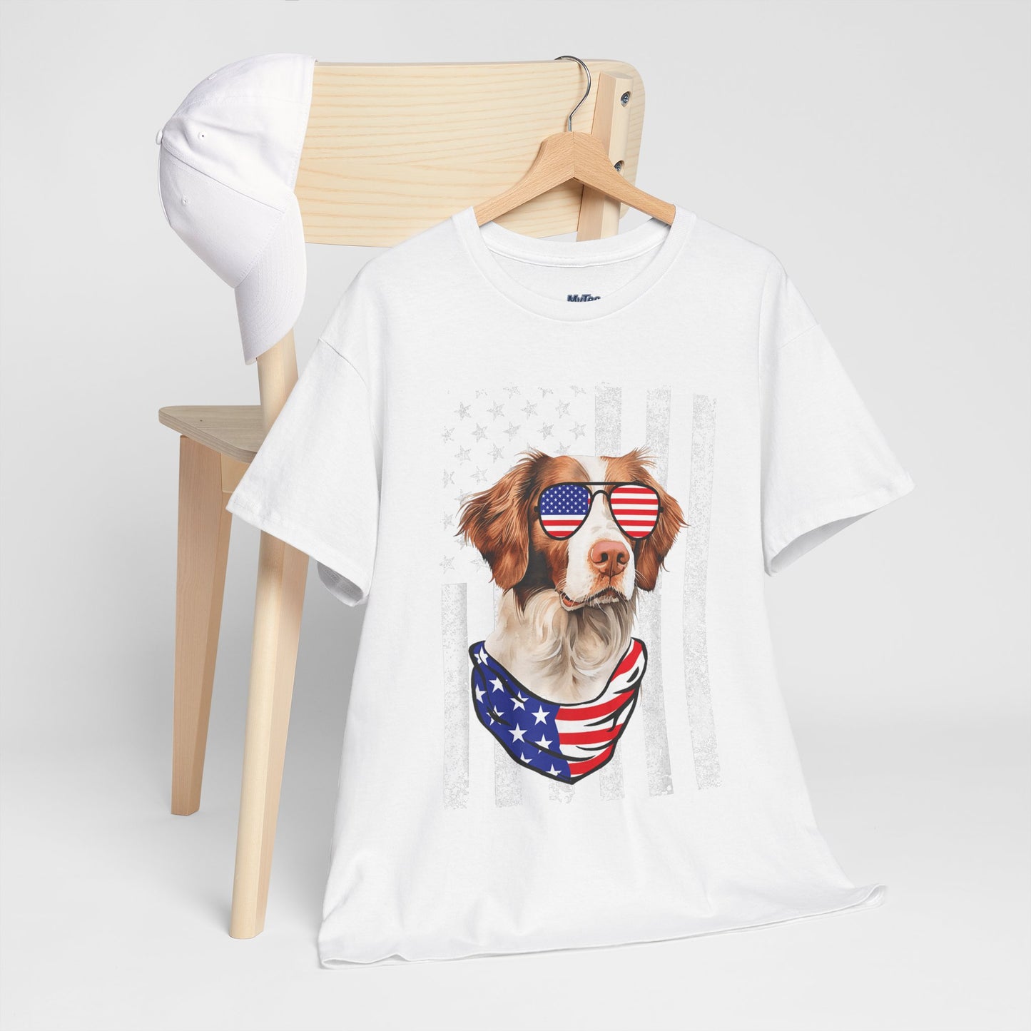 Patriotic Brittany Spaniel with Sunglasses Unisex T-Shirt
