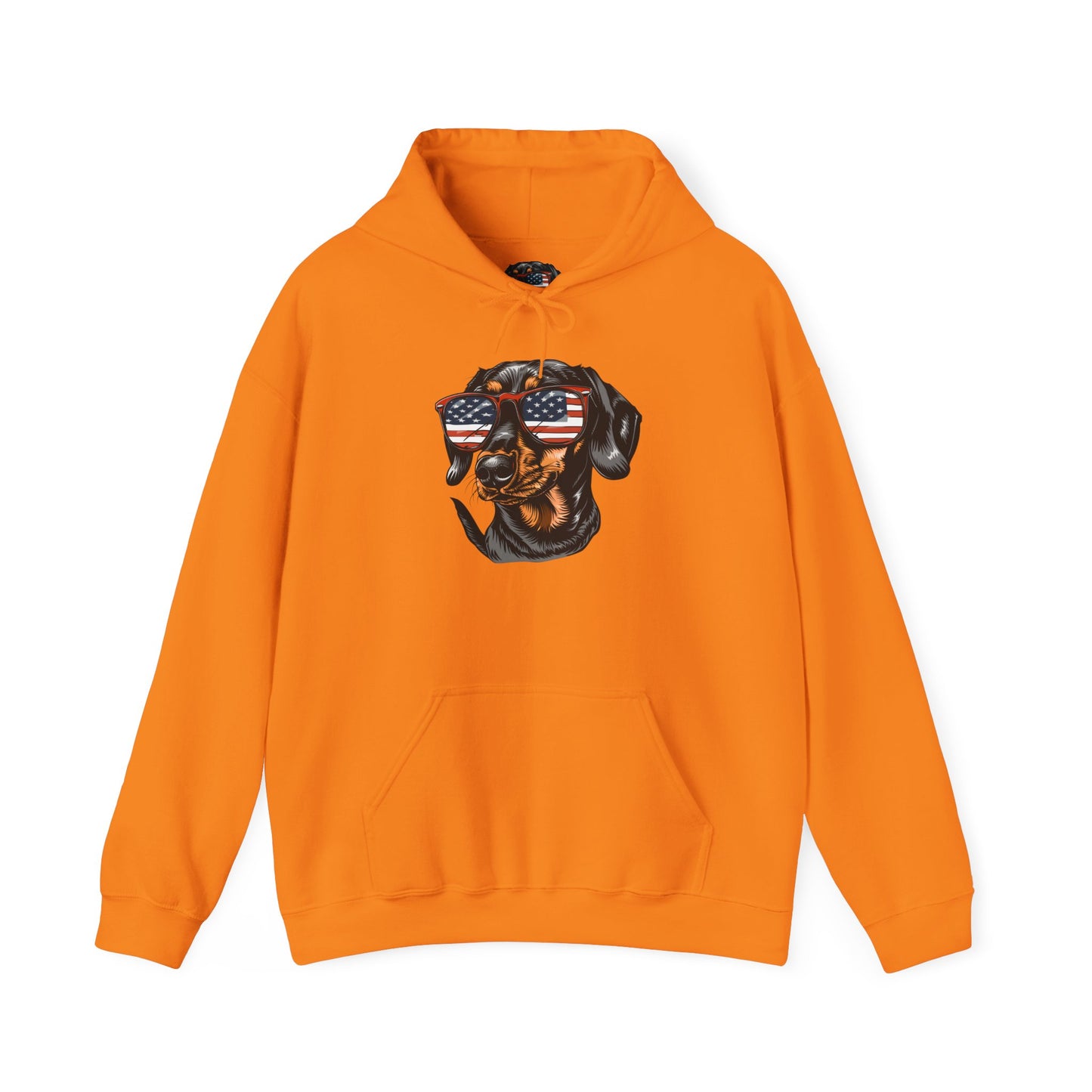 Patriotic Dachshund Dog Unisex Hoodie With Sunglasses