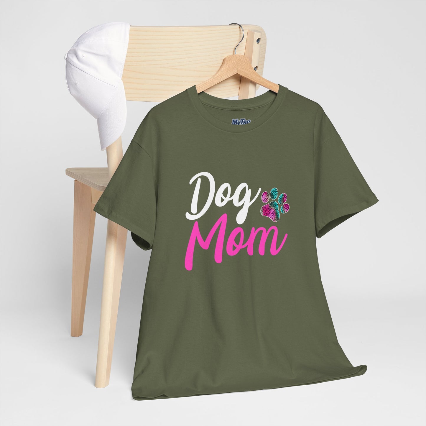 Dog Mom with a Colorful Paw Cotton T-Shirt