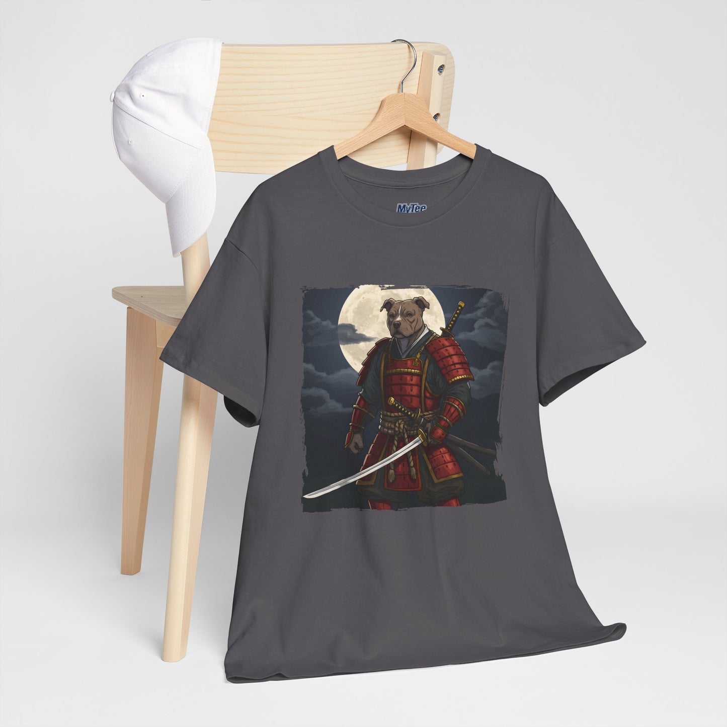 Pitbull Samurai Warrior Unisex Heavy T-Shirt,Tee | Graphic Tee For Anime Lovers