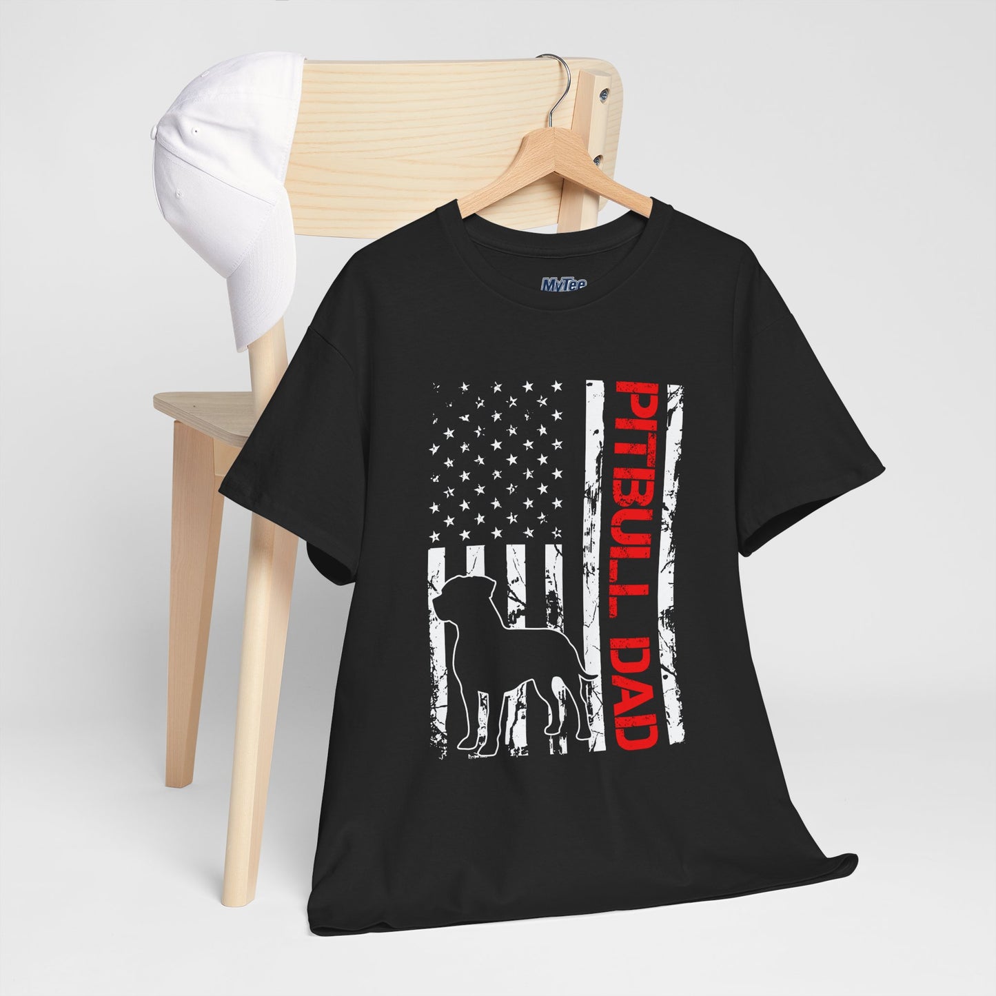Patriotic Pitbull Dad Heavy Cotton T-Shirt | Father's Day Gift