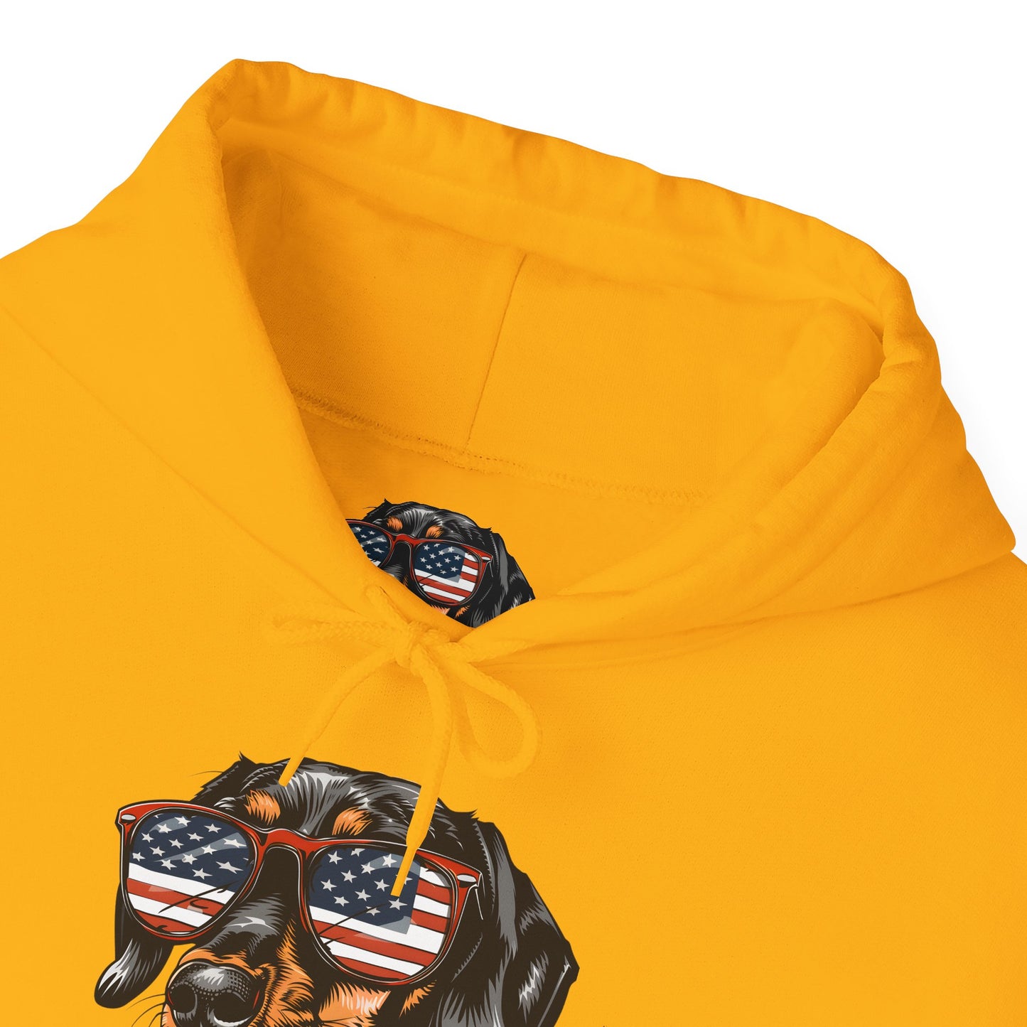 Patriotic Dachshund Dog Unisex Hoodie With Sunglasses